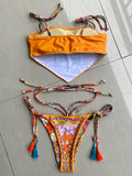 Sexy Printed Crop Top Brazilian Bikini Women Bandeau Swimwear Female Swimsuit Two-pieces Bikini Set Bathing Suit Swim Beachwear