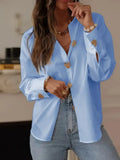 Women Elegant Commute Long Sleeve Shirt Heart Button Down Blouse Casual Office Wear Tops