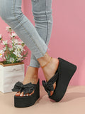 11cm Wedge Flip Flops Sandals For Women Summer Platform Shoes Cute Bow Light Weight Girls Sexy High Heels Fashion Beach Slippers