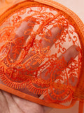 Sexy Orange Lace Lingerie Set Women Push Up Bra and Panty Set Butterfly Bow Underwear Female Intimates Sleepwear ZA824057