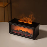 1PC Simulated Flame Fireplace Aroma Diffuser with Colorful Night Lights, 3-level Timer, USB Powered Air Humidifier