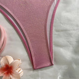 U Shaped Glitter Sparkling Shiny Bikini Female Swimsuit Two-Pieces Bikini Set Women Swimwear Brazilian Bathing Suit Bather V7564
