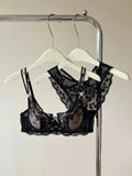 French Inspired Minimiser Bra Women Sexy Lingerie Set Large Chest Support Thin Comfort Half Cup Soft Underwire Anti Sagging