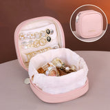 Portable Jewelry Box With Drawstring Bag Travel Necklace Bracelet Earrings Ring Storage Pouches Pu Leather Jewelry Organizer Bag