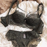 MOYISU Sexy French Lace Bralette Small Bust Cup Bra Set with Removable Straps & Push Up Pads, Soft Underwire Thin Girls Bra Top