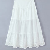 New Style Vacation Casual Long Skirt Half Transparent Lace Trimmed Mesh Splicing Hollow Embroidery Fairy Long Skirt Elegant TGER