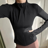 Women's High-End Yoga Suit with Standing Collar Long-Sleeved Sports Jacket for Running And Training Windproof Fitness Jacket