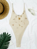 Extreme Mini Micro Thong String Shell One Piece Swimsuit Women Swimwear Female Backless Monokini High Leg Cut Bathing Suit Swim
