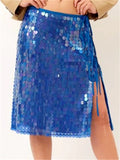 Women's Midi Skirt Sequins Side Bow Tie Design Low Rise Pencil Skirt for Daily Life Party Beach