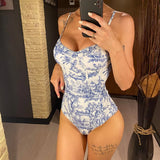 S - XL Sexy With Skirt Printed High Cut Underwired Women Swimwear One Piece Swimsuit Female Bather Bathing Suit Swim Lady V4611