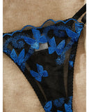 Toucheart Sexy Bra Underwear Set For Women Embroidery Butterfly Printing Patchwork Mesh Hollow Out Perspective Underwear Suit