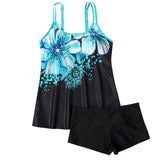 Plus Size Vintage Print Tankini Set Two Piece Swimdress Panty Bathing Suit Beachwear Beach Swimwear Retro Summer Swimsuit New