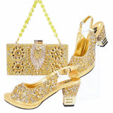 Doershow Italian Shoes And Bag Sets For Evening Party With Stones Italian Leather Handbags Match Bags! HJK1-26