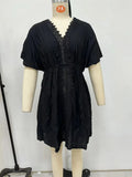V Neck Lace Short Sleeve Tunic Beach Cover Up Cover-ups Beach Dress Beach Wear Beachwear Female Outfits Bathing kaftan for Women