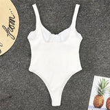 S - XL New Sexy High Cut Women Swimwear Ribbed Underwired One Piece Swimsuit Female Bather Bathing Suit Swim Lady Bodysuit V1607