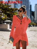Sexy Cover Up Bikini Women Swimsuit Cover-up Beach Bathing Suit Beach Wear Knitting Swimwear Mesh Beach Dress Tunic Robe
