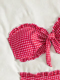 Vintage Coffee Plaid Print Bikini Set Women Bandeau Front Tie Push Up Bra High Waist Swimwear 2026 Beach Bathing Suit Swimsuit