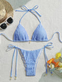 sexy milky ribbed halter micro mini bikini sets two pieces tie women thong swimsuit female bathing suit swimwear biquini