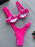 Sexy 3D Flowers Underwired Brazilian Bikini Women Swimwear Female Swimsuit Two-pieces Bikini Set Triangle Bathing Suit Swim Lady