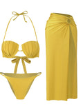 Sexy Shell Bikini Set With Skirt Women Two-Pieces Swimsuit 2024 New High Fork Skirt Set Biquini Swimwear For Girl Clothing