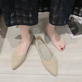 2025 Women Pointed Toe Flats Breathable Fabric Spring Summer Flat Shoes Soft Sole Slip-on Girls Daily Walking Driving Loafers