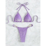 S- XL Leopard Halter Mini Micro Thong Bikini Women Swimwear Female Swimsuit Two-pieces Bikini Set Bather Bathing Suit Swim V5207