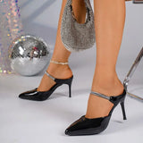 Elegant  Woman Pumps Sexy Pointed Toe Thin High Heels Fashion Slide Sandals Party  Slippers