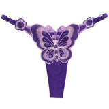 Butterfly Lace Thong for Women Low Waist G-String Transparent Mesh Panties Sexy Embroidered Briefs Adjustable Waist Culotte Femm