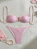 2026 Wrinkled U Ring Bandeau Bikini Women Swimwear Female Swimsuit Two-pieces Bikini Set Bather Pool Bathing Suit Swim Beachwear