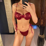 PU Faux Leather Underwired With Bra Cup Bikini Women Swimwear Female Swimsuit Two-Pieces Bikini Set Bather Bathing Suit V5221