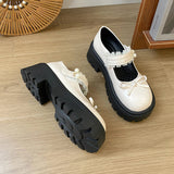 Sweet Bowknot Lace Strap Platform Mary Jane Shoes Women Korean Patent Leather Jk Lolita Shoes Woman 2025 Thick Heel Pumps Female