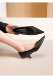 BIGTREE Sexy Classic High Heels Women Pumps Wedding Solid PU 5CM Thin Heels Kitten Heel Office Ladies Slip on Shoes Woman