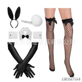 Easter Bunny Girl Cosplay 3-Piece Prop Set - Satin Headband Fluffy Rabbit Tail for Halloween Christmas