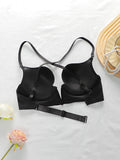 Women's sexy deep V-cross shoulder bra with steel ring gathering push up solid color breathable comfortable bra A2797