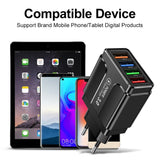 4 Ports Quick Charge 3.0 Wall Fast Charger Adapter Micro USB Fast Data Sync Charger Cable for Samsung Xiaomi Huawei Mobile Phone