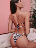 12 Colors Sexy Bikini Bandeau Women Pleated Hollow Swimsuit Swimwear Female Mini Thong Bikinis Set Bathing Suit Bikini Brasileno