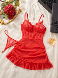 A Set Of Corset-style Lace Nightgowns Steel Ring Push-up Breast Shapewear Underwear Pajamas Ms elegant Irregular Fishtail drees