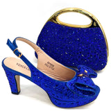 Doershow High Quality African Style Ladies Shoes And Bags Set Latest green Italian Shoes And Bag Set For Party  HA1-1