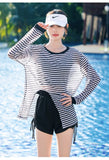 Swimsuit Plus Size Girl Conservative Split Fashion Sports Sunscreen Long Sleeved Slimming Hot Spring Three Piece Set