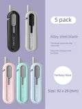 5 pcs Utility Knife Box Cutters Retractable Letter Opener Sharp Cartons Cardboard Razor Knife for House Smooth Mechanism Perfect