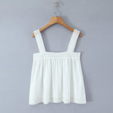 New Style Vacation Casual Lazy Style Pure White Simple Basic Lace Camisole Backless Deep V Suspenders Sleeveless Charming XNKI
