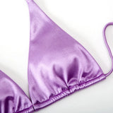 Sexy Satin Halter Brazilian Padded Bikini Female Swimsuit Women Swimwear Two-Pieces Bikini Set Bather Bathing Suit Swim V4966S