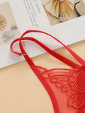 3 pieces of lace transparent multi-color combination high-quality butterfly embroidery thong sexy low waisted thong C304