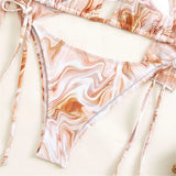 S- XXL Leopard Printed Long Sleeve Bikini Women Swimwear Female Swimsuit Three-Pieces Bikini Set Bather Bathing Suit Swim V3193Y