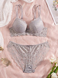 Single of Women's Underwear Set Sexy Lace Patchwork with Push Up Bra Romantic Sheer Women's Panties