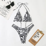 sexy zebra print micro mini bikini halter string triangle swimwear thong swimsuit women biquini bikini set bathing suits