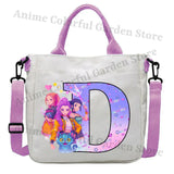 KPop Demon Hunters Canvas Shoulder Bag for Boys Girls Cartoon Letter Printed Crossbody Pouch Students Portable Fashion Handbag