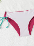 2026 Drawstring Triangle Bikini Women Sexy Color Block Swimwear Female Strappy Swimsuit Bathers Bathing Swimming Swim Suit