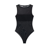 Women's Patchwork Silk Mesh Jumpsuit WHEF