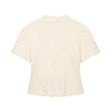 Women's Fashion Casual Structured Knit Jacket Women Beige V Neck Short Sleeve Textured Knit Cardigan Button Front Top Charm 17M0